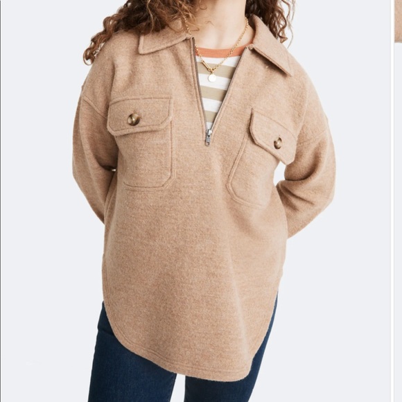 NWT Madewell Solid Ginkgo Half-Zip Sweater Coat - Picture 2 of 4